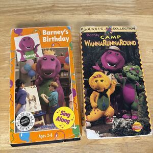Barney Camp WannaRunnaRound And Barney’s Birthday Song Along VHS Tapes Lot Of 2
